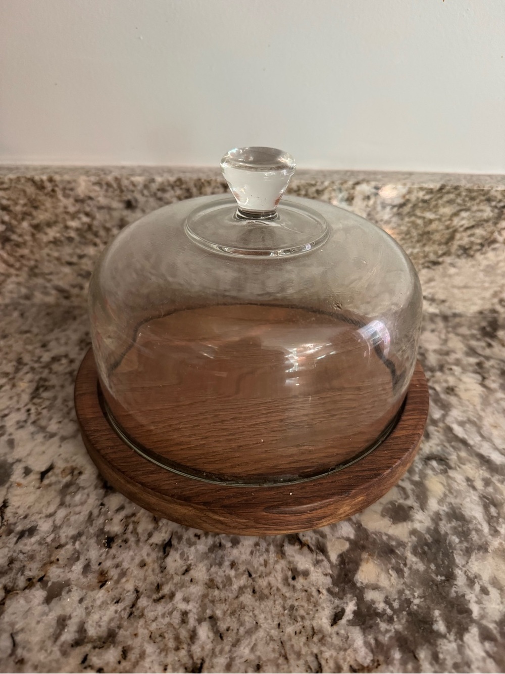Glass Dome Cheese Cloche with Wood Base - Clear Glass and Brown Wood